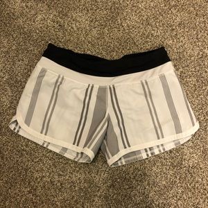 Lululemon gray and white striped shorts